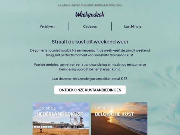 De zon komt terug: jouw laatste zomerse ontsnapping 🌊 Vanaf € 73