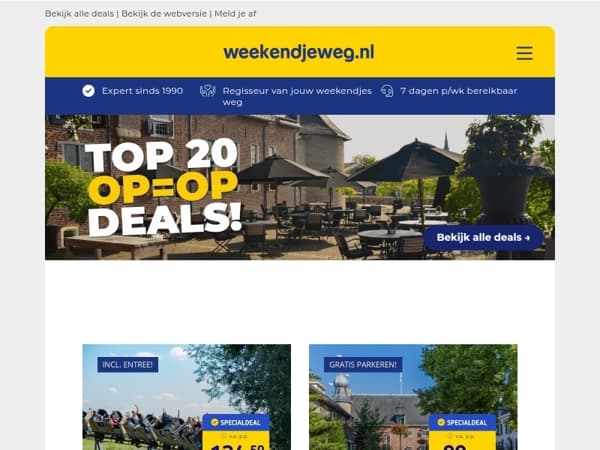 Top 20 OP=OP Deals! 💥 Wunderland Kalkar + ALL-INCLUSIVE v.a. 124,50 p.p. | 4*-hotel bij Kasteel Coevorden + ontbijt + 3-gangendiner v.a. 99,- p.p. & MEER