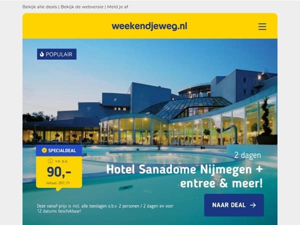 💥 Wellness DEALS: Tijdelijk voordeel! ⚡ Sanadome Hotel & Spa Nijmegen v.a. 90,- p.p. 👙 | Thermen Bad Nieuweschans v.a. 109,95 p.p. 🌿 + MEER!