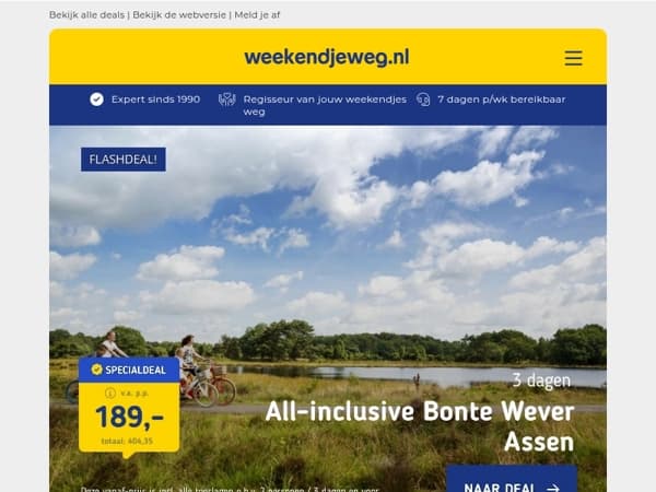 3 dagen all-inclusive bij de Bonte Wever v.a. 189 | 🌿 Sanadome Nijmegen + ONBEPERKT entree 95 p.p.!
