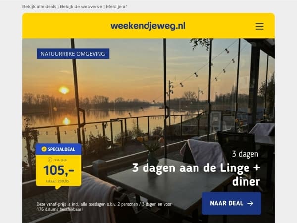 💚 Mini-break: 3 dgn in de natuur incl. ontbijt + diner(s) + GRATIS parkeren v.a. €105,- p.p.! 🔥