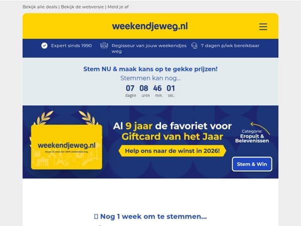 ⏰ NOG 1 WEEK: Help ons voor de 10e keer winnen 🏆 + TOP 20 deals van deze week! 💥