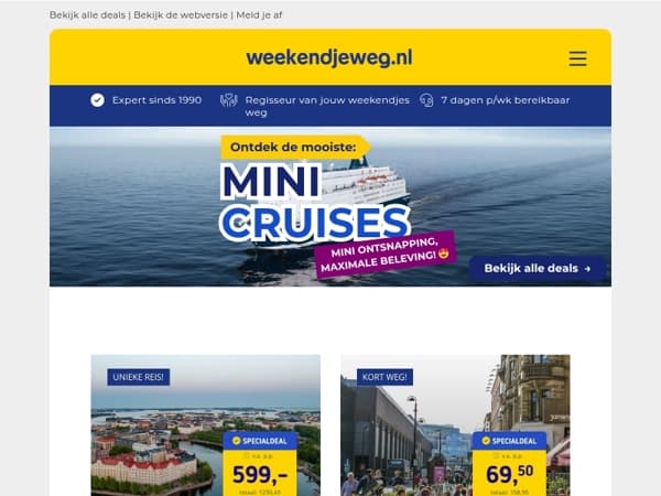 🚢 Minicruise inspiratie v.a. 69,50 p.p. + vroegboekvoordeel op kerstcruises! 💫