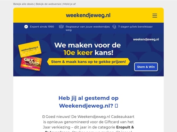 ⚠️ Heb jij al gestemd? 👀 We zijn voor de 10e(!) keer genomineerd voor Giftcard van het Jaar! 🎉