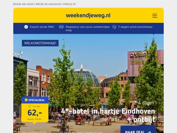 Nieuw! 🔥 4*-hotel in hartje Eindhoven + ontbijt v.a. 62 | 4*-hotel in Düsseldorf + ontbijt v.a. 44,50 p.p.! 🤯