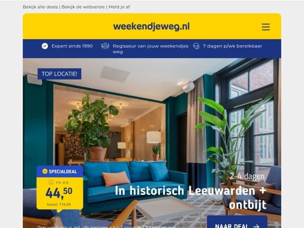 MEGADEAL! 😱 Leeuwarden + ontbijt v.a. 44,50 | 4*-hotel Friesland aan het IJsselmeer v.a. 37,50 p.p.!