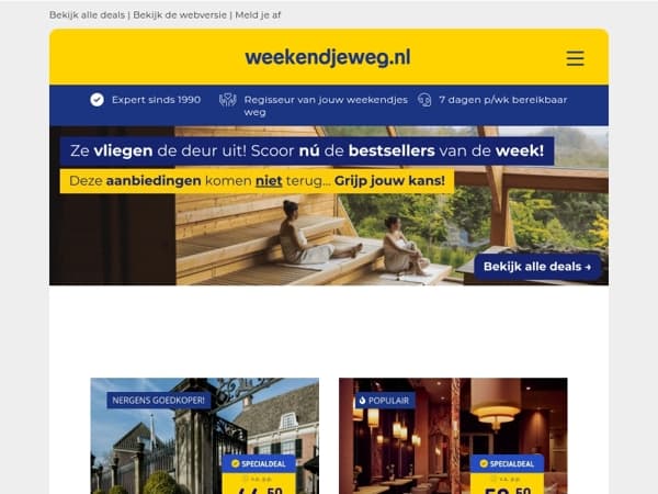 Extra voordelig weg? Bekijk deze top 20 deals! 🔥