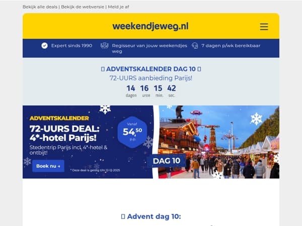 🌟 Advent Dag 10: Exclusieve 72-uurs deal Parijs + ontbijt v.a. 54,50 p.p.! 🇫🇷🔥