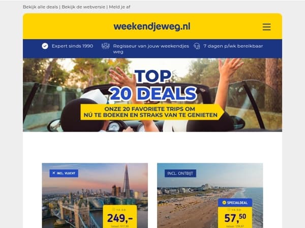 🌞 Van strand tot stad: dit zijn de 20 deals die je niet wilt missen 🎉