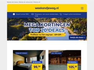 🚨 Mega Kortingen! Top 20 weekdeals: 3 dgn Zeeland + ontbijt & 3-gangendiner v.a. 99,50 p.p. | Soesterberg + entree wellness + ontbijt v.a. 105,50 p.p.!