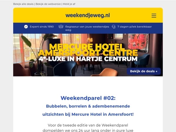 💎 Weekendparel #02 – Bubbelen, borrelen & adembenemende uitzichten bij Mercure Hotel in Amersfoort!