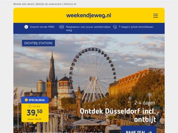 Stedentrip Düsseldorf + ontbijt v.a. 39,50 | Exclusieve Ledendeal Friesland met 39% korting & MEER! 🔥