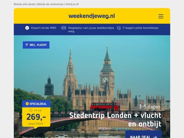 Stedentrip Londen + vlucht v.a. 269 | Beach Hotel Cape Helius + ontbijt v.a. 44,50 p.p.!