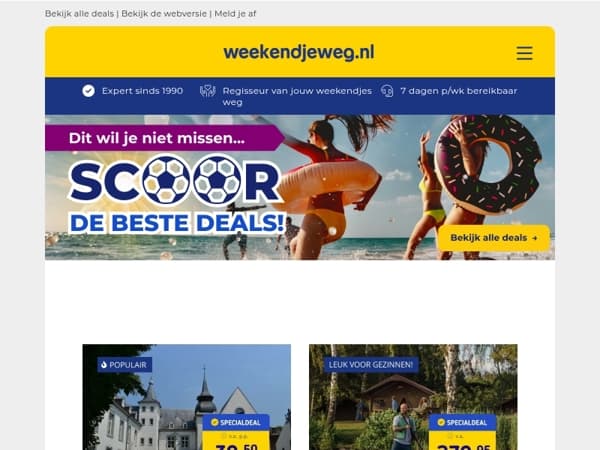 ⚽ Scoor de beste deals! 🧡 4*-kasteelhotel Zuid-Limburg + ontbijt v.a. 39,50| LAATSTE KANS Safaripark Beekse Bergen v.a. 279,95 & MEER!