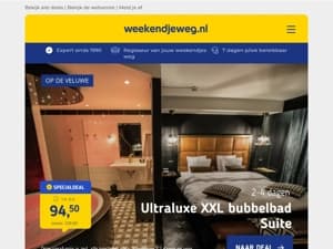 Ultraluxe XXL Bubbelbad Suite de Veluwe v.a. 94,50 | Hotel aan de Waddenzee + ontbijt & GRATIS parkeren v.a. 30,50 p.p.!