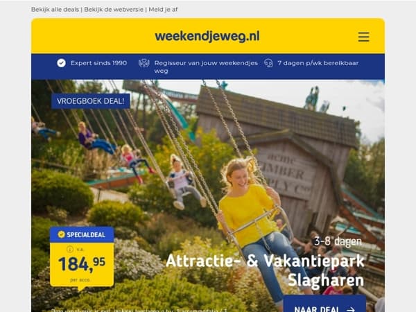 🎢 Attractie- & Vakantiepark Slagharen v.a. 184,95 (2 volw + 2 kids!) | 4 dgn halfpension in Teutoburgerwald v.a. 169 p.p.!