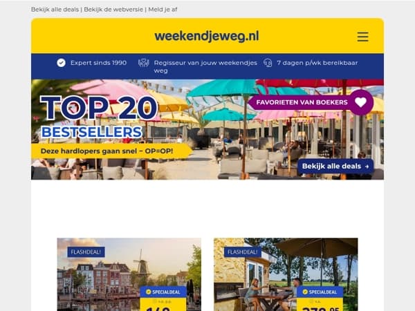 20x Favorieten van boekers! 🔥 FLASHDEAL: 4*-hotel Leiden nabij de kust + ontbijt & diner v.a. 149,- | ⏰ LAATSTE KANS: vakantiehuis Zuid-Limburg bij Maastricht v.a. 278,95 & MEER!