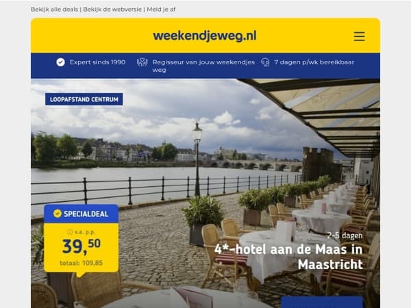 Luxe 4*-Crowne Plaza Maastricht aan de Maas v.a. 39,50 | 4*-hotel in hartje Leuven + ontbijt & diner 85 p.p.!