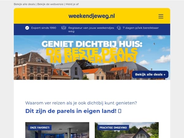 Genieten dichtbij huis: de beste deals in eigen land vanaf €54,50 p.p.! 😍