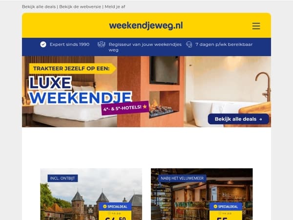 💎 LUXE 4* & 5*-hotels incl. ontbijt vanaf €34,50 p.p.!