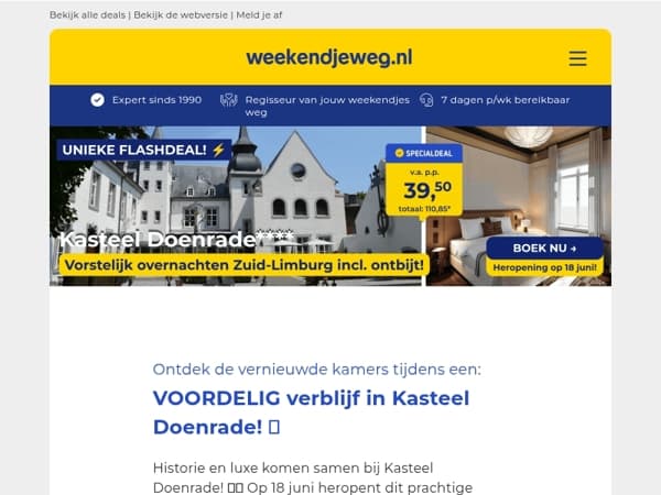 SPOTGOEDKOOP! 😱 Luxe 4*-Kasteelhotel in Zuid-Limburg + ontbijt SLECHTS 39,50 p.p.! 🔥🤯