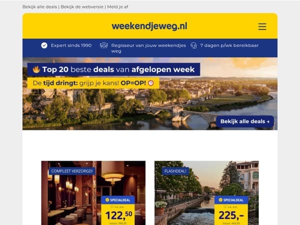 De tijd dringt! ⏰ Ontdek de top 20 deals van afgelopen week! 🔥👉 4*-Van der Valk Hotel Gorinchem | 4 dgn 4*-hotel Provence | Mamma Mia! The Party + overnachting & meer!