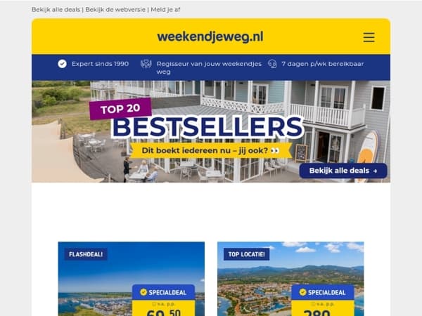 Top 20 BESTSELLERS! 🔥 Beach Hotel Zuid-Holland + ontbijt v.a. 69,50 | Côte d'Azur nabij Saint-Tropez + all-inclusive v.a. 280,- & MEER!