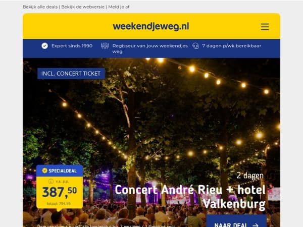 André Rieu Terrasarrangement 387,50 | Gloednieuw Boetiekhotel Den Haag v.a. 42 p.p.! 😱