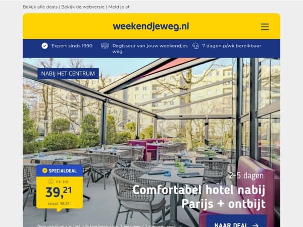 Stedentrip Parijs + ontbijt v.a. 39,25 | LUXE 4*-Hilton Düsseldorf + ontbijt v.a. 49,50 p.p.! 🔥