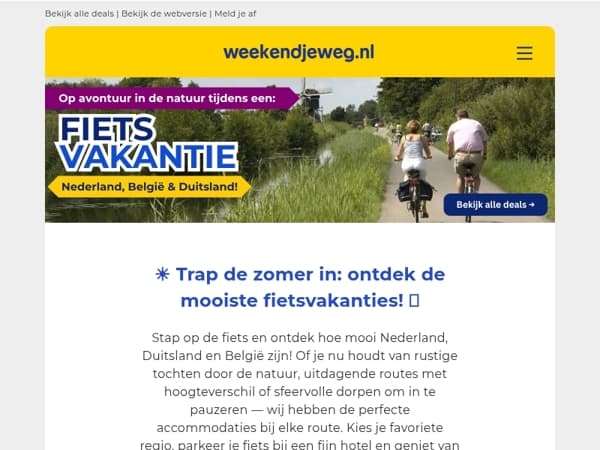🚲 Trap de zomer in: ontdek de mooiste fietsvakanties v.a. 37,95 p.p.! ☀️