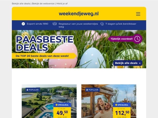 Paasbeste deals! 🐰🌼 Thermaalbad Arcen + ontbijt v.a. 54,50 p.p. | Safari Hotel Beekse Bergen + attractiepas v.a. 112,50 p.p. & MEER!