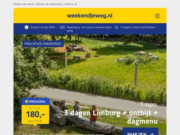🌿 Top 3 weekendjes weg in de natuur: 3 dgn Limburg + ontbijt, 2(!)x diner, lunchpakket v.a. 180 p.p. & MEER! 🔥