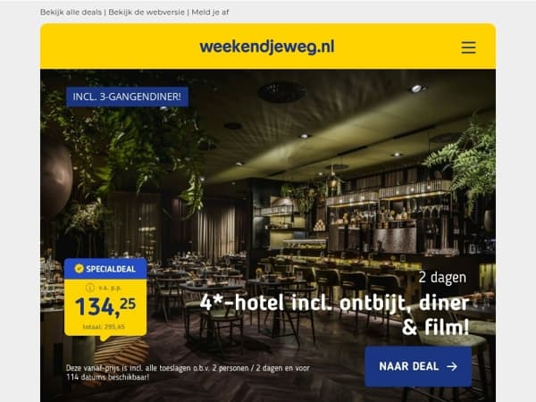 🍂 HERFSTTIP: 🎬 Bios & diner 🍴 + 4*-Van der Valk Hotel + EXTRA's v.a. 114,50 p.p.! 🤩