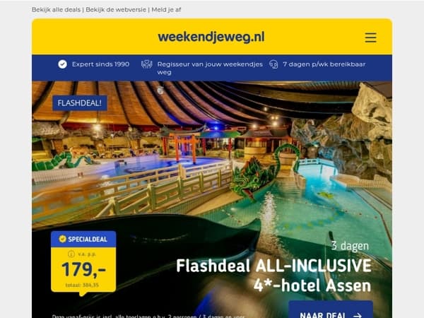 🗲 3 dgn all-inclusive 4*-Bonte Wever Assen 179 | LAATSTE KANS: 3-5 dgn all-inclusive Duitse Eifel 159 p.p.!
