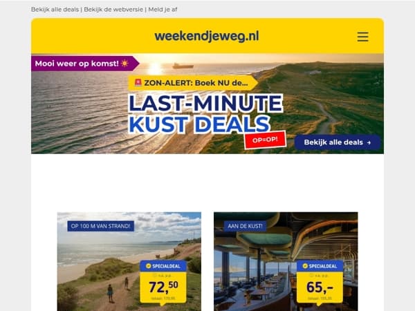 🚨 Zon-alert! Last minute genieten aan de kust vanaf SLECHTS 35,- p.p.! 🌊