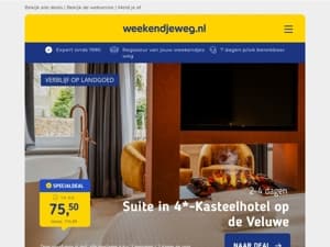 💎 Luxe SUITE deals! ✨ Suite naar keuze in 4*-kasteelhotel Veluwe €80,50 pp | 3 dgn in Garden Suite Zeeland €149,50 pp | Executive suite in 4*-hotel Leeuwarden €85,50 pp!