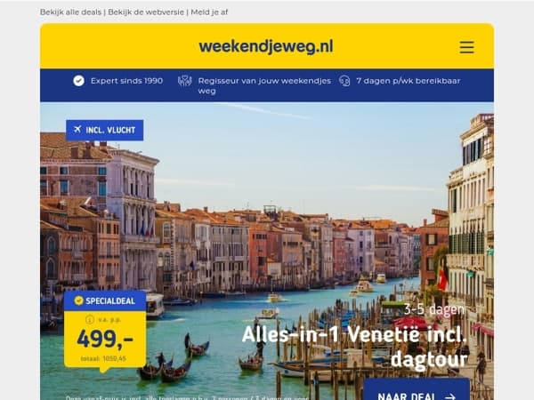 Alles-in-1-Deal: VENETIË! 😱 + ontbijt & excursie v.a. 499 | ☀️ Van der Valk Zomeractie – Luxe Van der Valk bij Hilversum v.a. 49,50 p.p.!