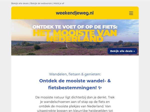 🌳 Van heide tot heuvels: de mooiste wandel- & fietsvakanties vanaf 34,50 p.p.!