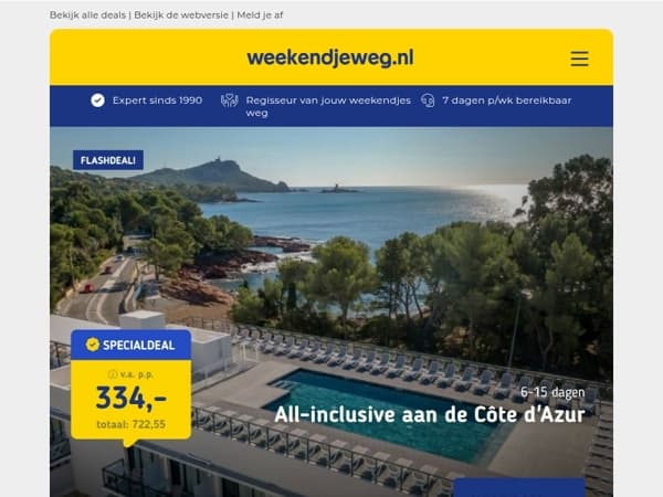 Luxe 4*-hotel in St-Raphaël aan de de Côte d'Azur v.a. 334 | Designhotel in Athene + vlucht v.a. 239 p.p.!