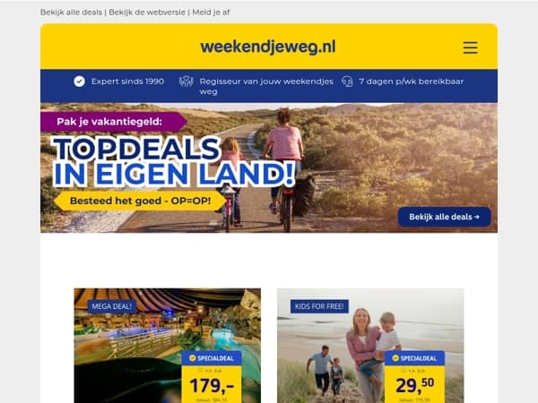 🚨 Pak je vakantiegeld: 20x TOPDEALS in eigen land! OP=OP!