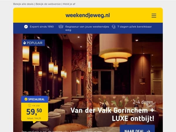 ⚡ Van der Valk FLASH SALE: Gorinchem + ontbijt & meer v.a. 59,50 p.p. | De Witte Bergen + ontbijt & meer v.a. 53,- p.p.! 😱🤯