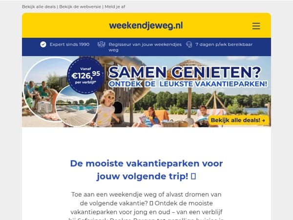 Samen genieten op de leukste vakantieparken! 🏡✨ Tiny House Zuid-Limburg 268,95 | Vakantiepark Durbuy 257,15 | Lake Resort Beekse Bergen 279,95 & MEER!