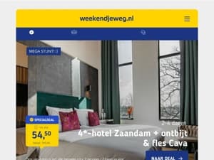 4*-hotel Zaandam + ontbijt & fles Cava v.a. €54.50 per persoon | Stedentrip Porto incl. vlucht v.a. €158.84 per persoon & nog veel meer