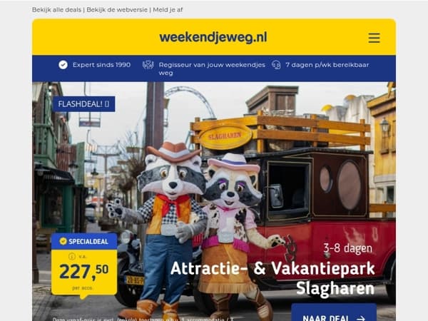 TIJDELIJK in prijs verlaagd: Vakantiepark Slagharen! 🎢 | Verblijf bij Haarlem & Bloemendaal + ontbijt v.a. 39,50 p.p.! 😱