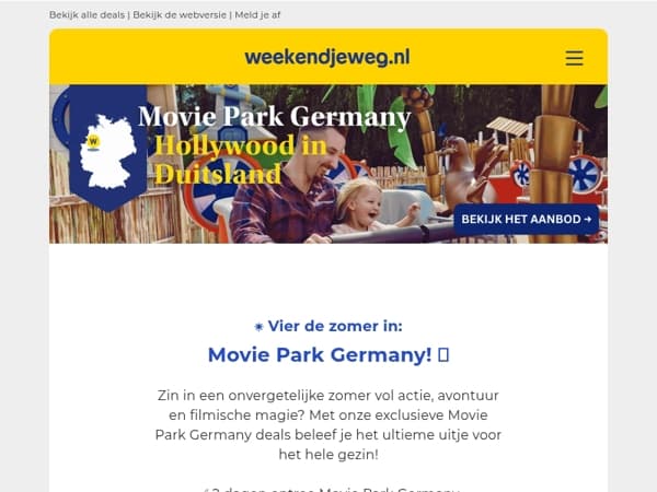 ☀️ Zomervakantie tip: 2 dgn Movie Park Germany + 3*- of 4*-hotel + ontbijt vanaf €79,50 p.p.! 🎬🎢