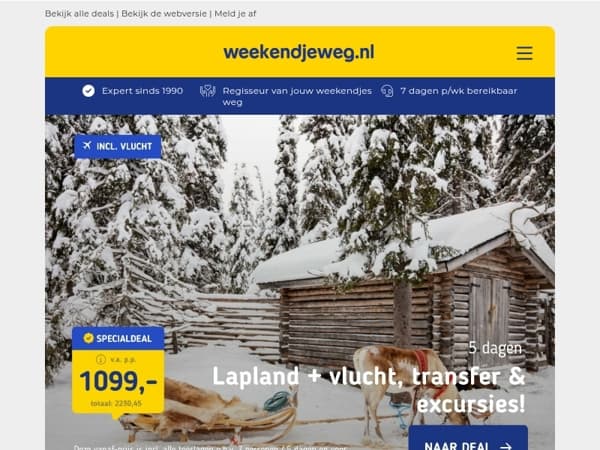 ❄️✨ Beleef een magische winter met Weekendjeweg.nl: Lapland v.a. 1099,- p.p. 🦌 | Winterplezier in Winterberg v.a. 179,- p.p. ☃️ | Wintersport in de Franse Alpen v.a. 289,- p.p. ⛷️ & MEER!