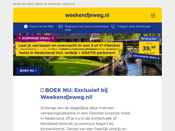 🔥 NIEUW! 3 of 4*-Fletcher Surprise Hotel incl. ontbijt + GRATIS parkeren vanaf 39,50 p.p.! 😱🤯