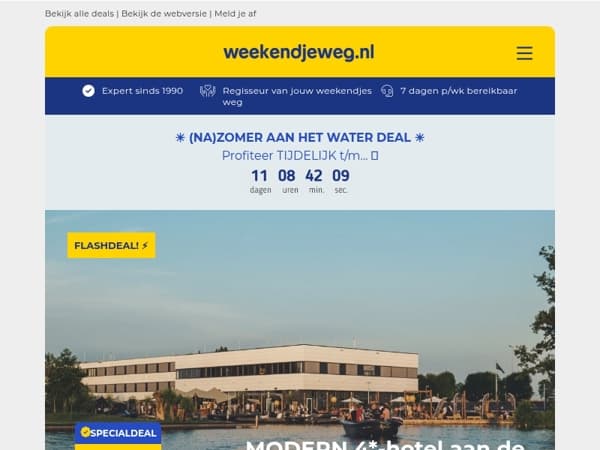 ☀️ (NA)ZOMER FLASH-SALE ☀️ LUXE 4*-hotel Vinkeveense Plassen OF Den Haag + ontbijt + gratis v.a. €49,50 p.p.!