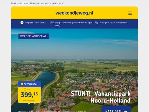 STUNT! ⚡ EuroParcs de Rijp v.a. 399,15 | 3 dgn 4*-hotel de Achterhoek + ontbijt & diner v.a. 99 p.p.!