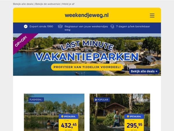 🏡 Boek nu jouw vakantiepark vanaf €46 – Tijdelijk last minute VOORDEEL! 🔥
